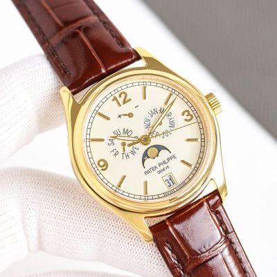 Patek Philippe Complications 39mm Cal.324 Movement Waterproof 30m Brown Leather Strap Watch